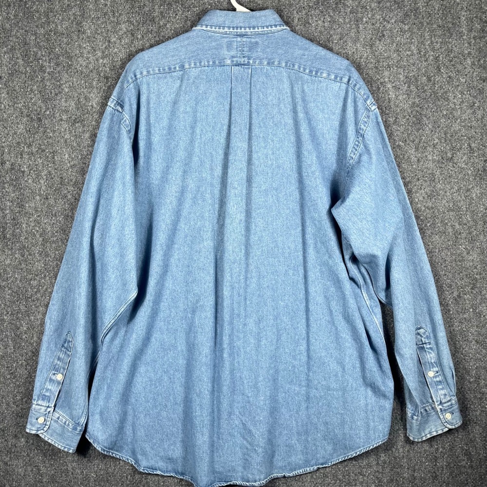 Ralph Lauren Blake Denim Shirt Mens XXL Blue Long Sleeve Button Down Pony VTG - Picture 3 of 8